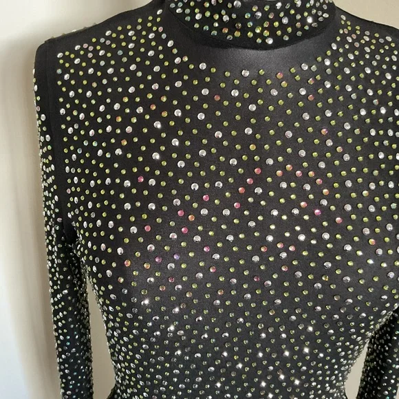 1. Sheer Rhinestone Elegant Black and White Jumpsuit Size Unknown. - Picture 6 of 11